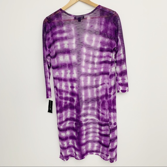 INC Tie Dye Open Front Cardigan Sweater Purple - Picture 6 of 8
